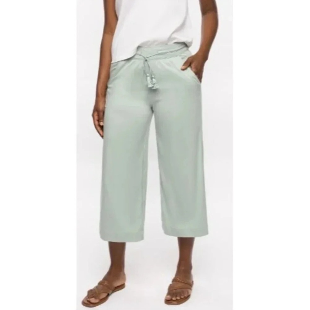 Travis Mathew Mint Green Wide-Leg Cropped Drawstring Pants